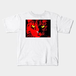 ANGRY CAT POP ART - RED YELLOW BLACK Kids T-Shirt